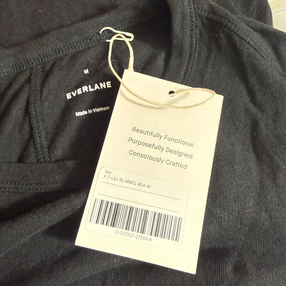Everlane The Muscle Tee In Cotton Linen M Black Crew Boxy Cool Minimal NWT B88 - Picture 4 of 5